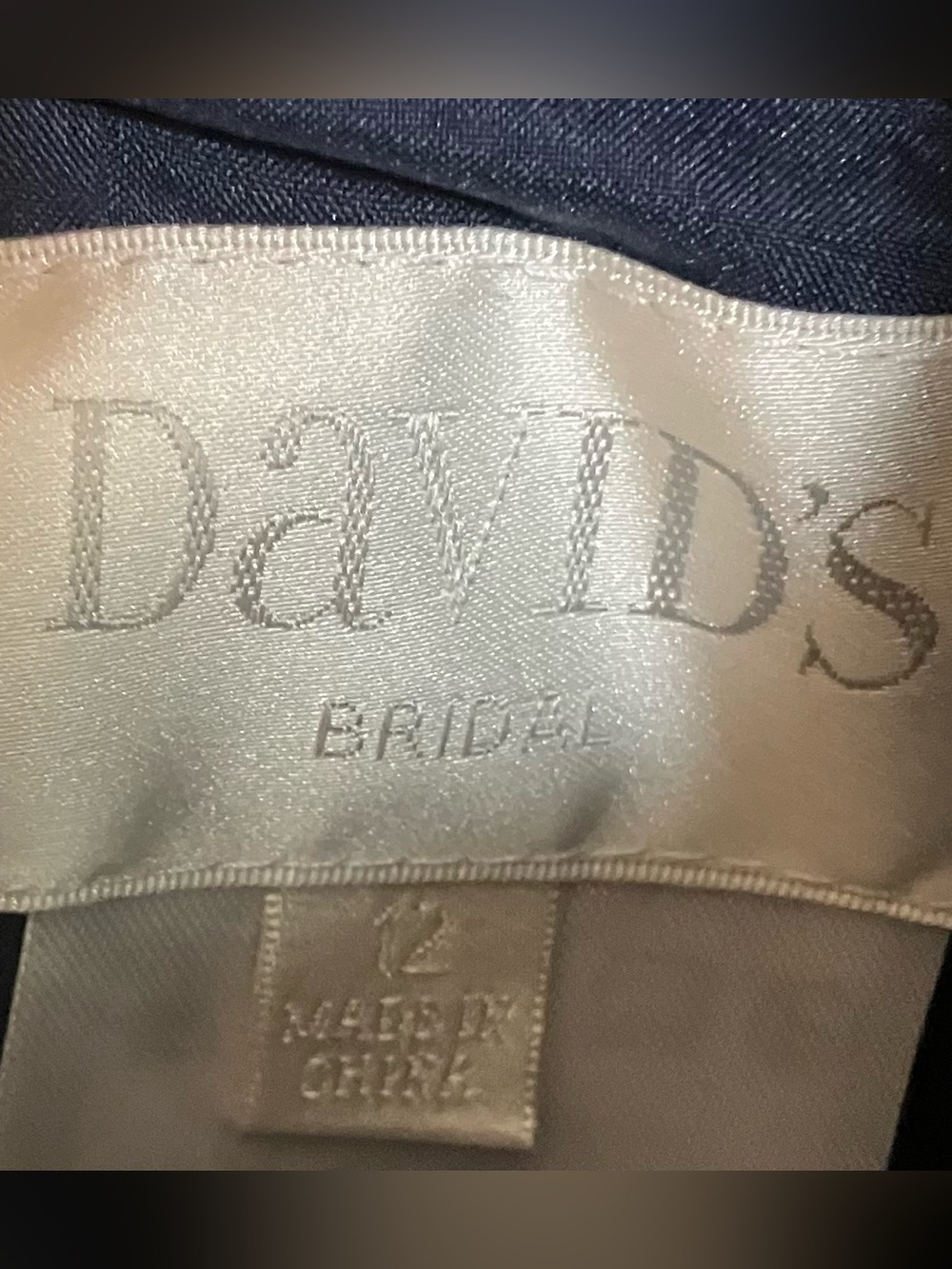 David's Bridal One-Shoulder Georgette Cascade Dress (Style F19832) Navy-Size 12 - Picture 3 of 5